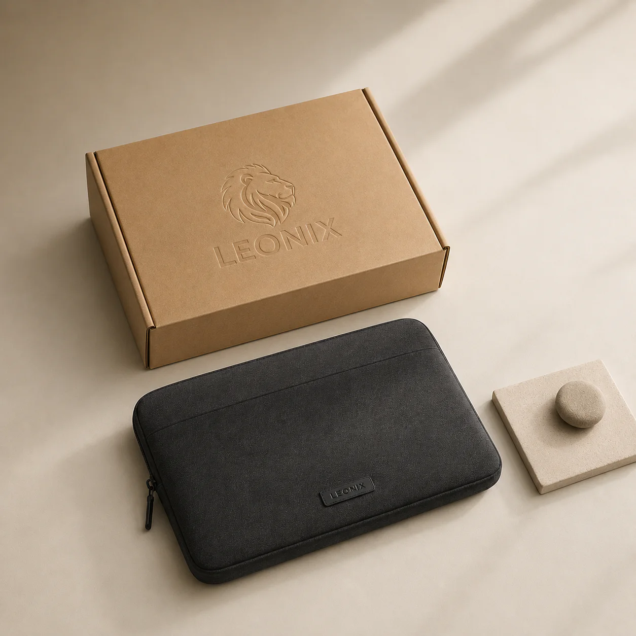 LEONIX case and restrained packaging for protection and order